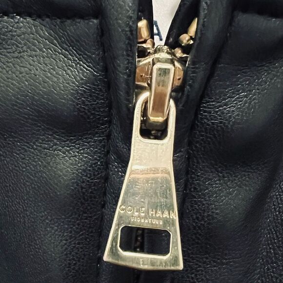 Cole Haan Signature Women’s Faux Vegan Leather Jacket Quilted Lining Size Large - Picture 5 of 13